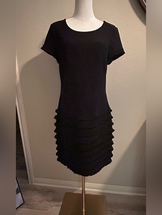 Joseph Ribkoff Dresses & Skirts - Joseph Ribkoff Black Short-Sleeve Ruffle-Tier Dress